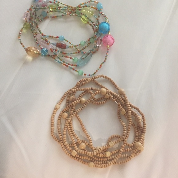 2 LOTS necklaces long tiny beaded long colorful - Picture 4 of 8